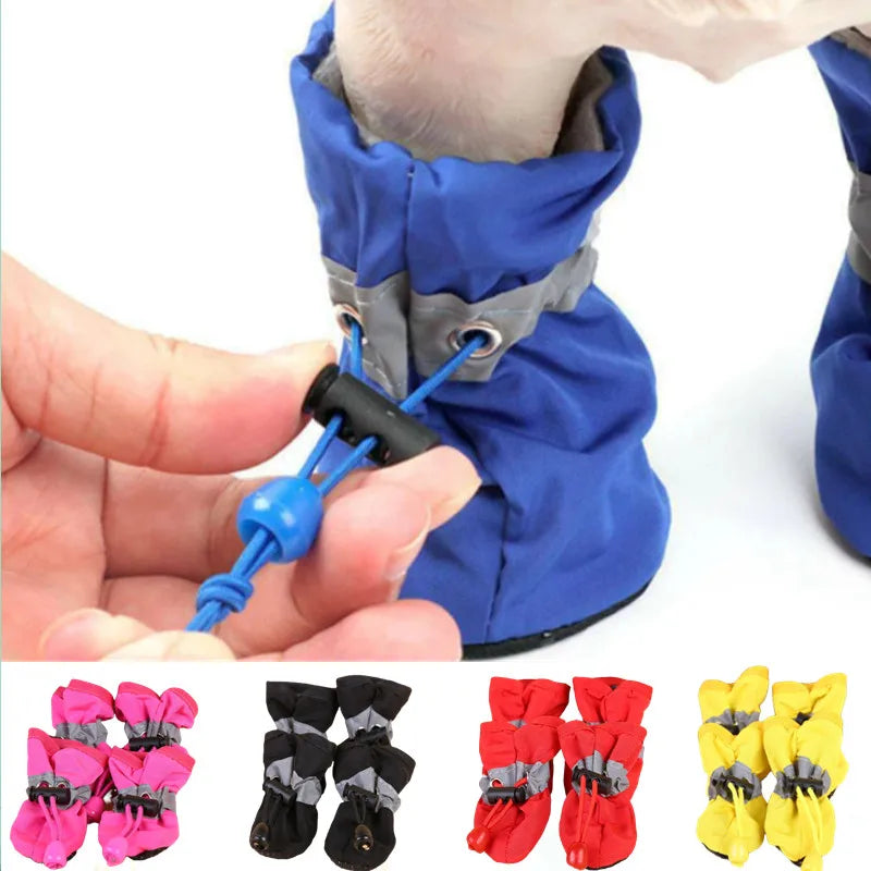 4 PCS Set of Waterproof Pet Dog Shoes, Anti Slip Soft Soled Rain Boots, Kitten Dog Shoes, Puppy Boots, Paw Accessory