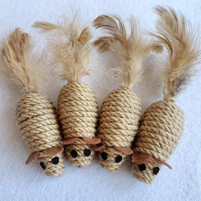 Cat Chew Toy Bite Resistant Mouse Feather Kitten Toy Teeth Cleaning Interactive Cat Teasing Sticks Toy Supplies