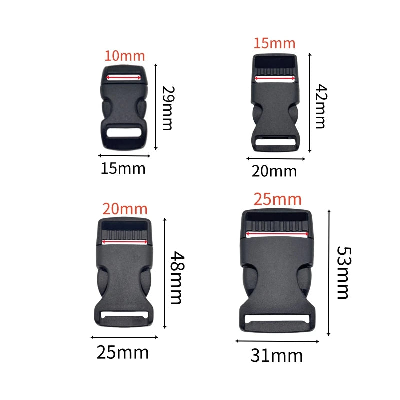 10Pcs Plastic Side Release Buckle Black Belt Buckle For DIY Webbing Straps Paracord Bracelet Bag Clothing Accessories Pet Collar