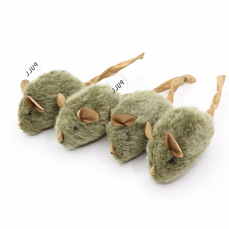 2Pcs Type Of Cat-teasing Plush Simulation Mouse Toy Long Plush Bird Chirping Mouse Scratch-resistant And Biting Interactive Toy