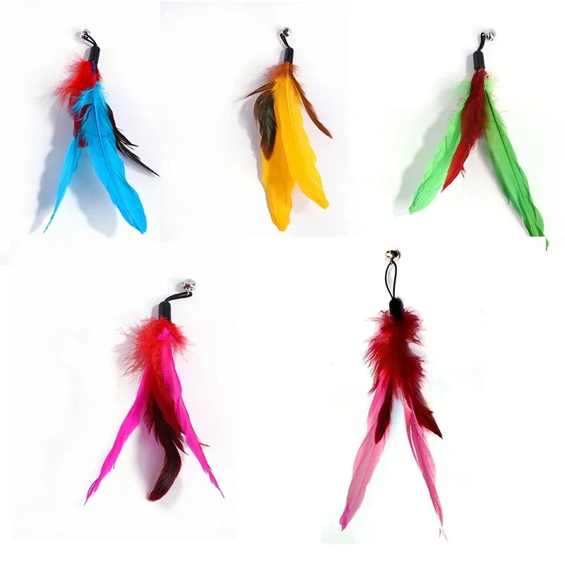 Cat Feather Toy Accessories False Birds Worm Toy with Bell Kitten Cat Toys Interactive Replacement Refill Foam Ball Training