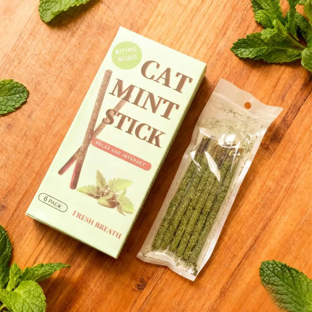 6pcs Natural Matatabi Cat Stick Mint Caught Bite Excited Rods Silvervine For Cat Teeth Cleaning Treating Pet Supply Cat Toys