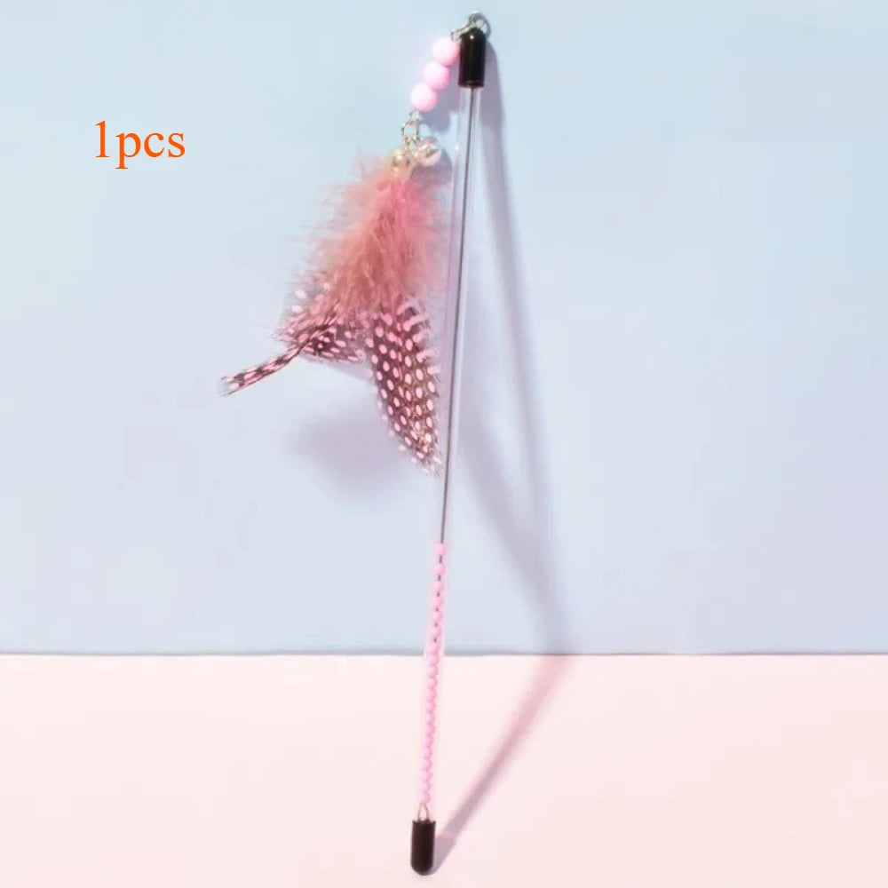 New Cat Toys Feather Cats Sticks Retractable Handle Cats Toy Feather Interactive Cat Toys with Kitten Teaser Toy Pet Products