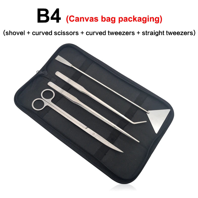 Aquarium Scissor Tools Set Wave Scissors Tweezers Plants Grass Stainless Cleaning Tools Fish Tank Shovels Aquarium Accessories