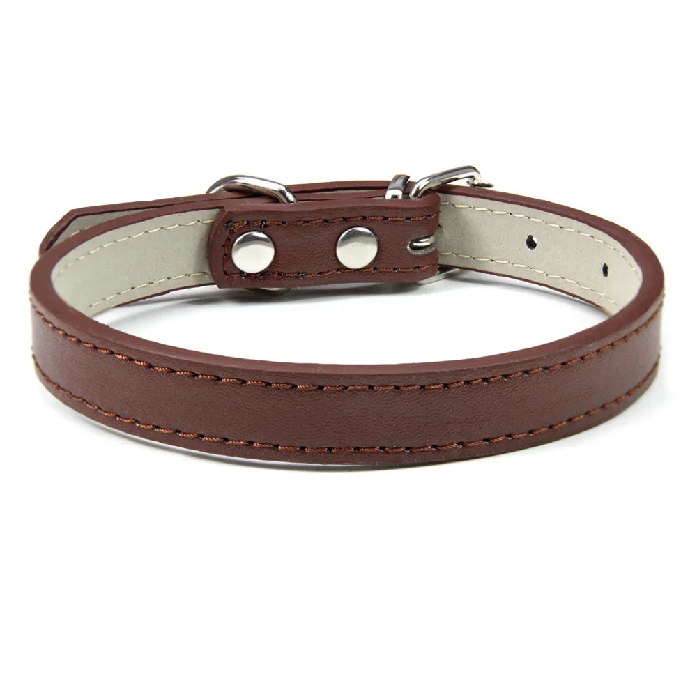 Soft Leather Solid Dog Collar Adjustable Puppy Neck Strap Safe Collars for Small Medium Big Dog Kitten Necklace Cat Accessories