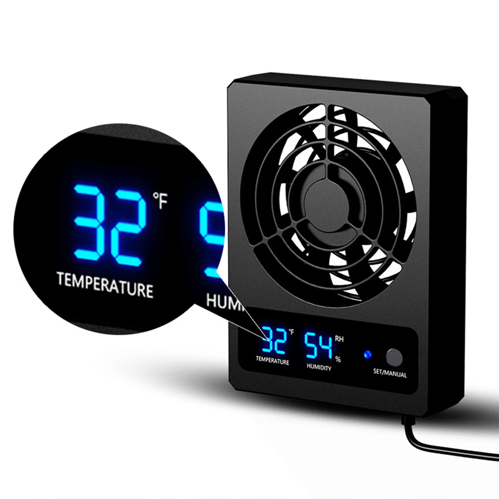 Temperature Control Fan for Reptiles Amphibians with Automatic Switch Available Humidity Settings Fan Dehumidifier Pets Products