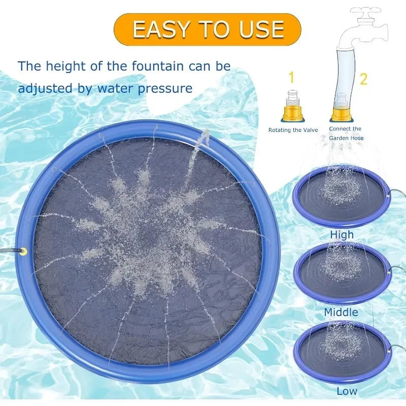 Summer Pet Pool Inflatable Splash Pad, Non-Slip Cooling Play Mat for Dogs, Durable Outdoor Interactive Sprinkler Toy