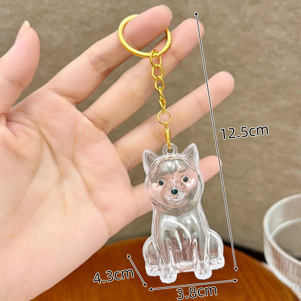 Memory Keychain Creative Cute Dog Keychain Transparent Capsule Pendant Playful Dog Hair Storage Box For Keychains Backpack