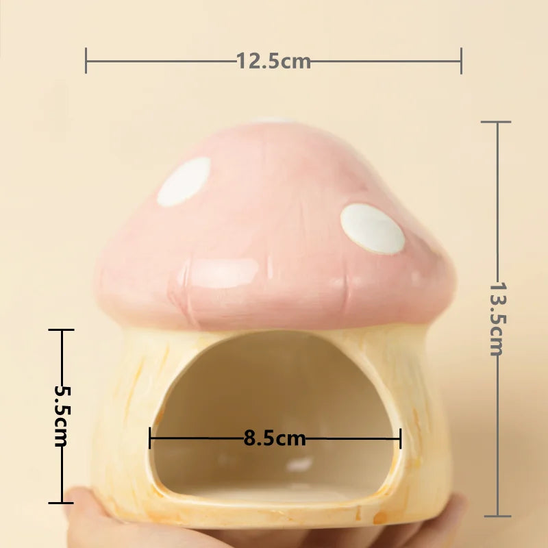 2023 Cute Ceramic Mushroom House Pet Items Hamster Cage Small Pet Bowl For Rabbit Ferret Rat Chinchilla Hedgehog Pet Products