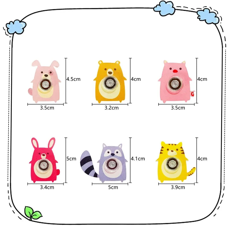 6PCS Acrylic Animal Fingertip Gyro Fidget Spinner Cat Dog Fox Stress Relief Toys Kids Party Favors Anxiety Relief Gift