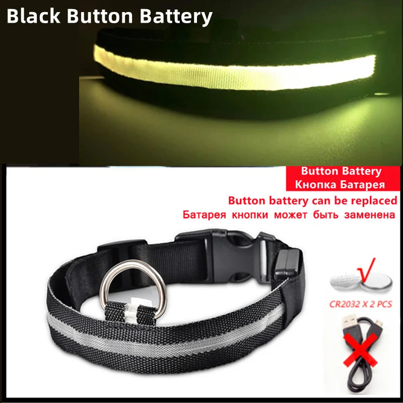 LED Luminous Collar Adjustable Glowing Dog Collar USB Rechargea  Flashing Anti-Lost/Avoid Car Accident Collar Dogs Pet Products