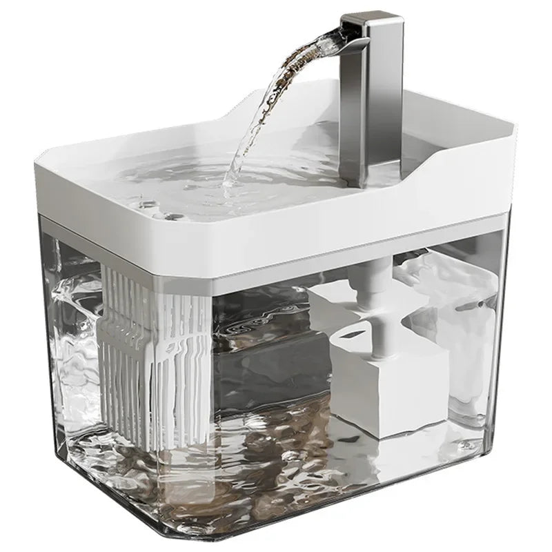 HTMCK USB Cat Water Fountain with Auto Filter Transparent Anti-Dry Burning Recirculating Dispenser Includes Pump for Cats