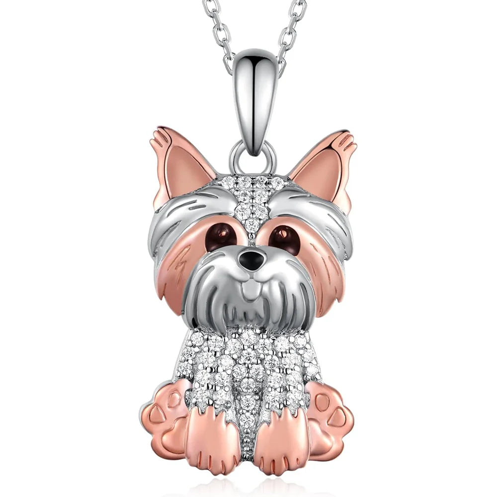Exquisite and Cute Royal Yorkie Dog Pendant Necklace for Women Elegant Pet Puppy Jewelry Animal Accessories Dog Lovers Gift