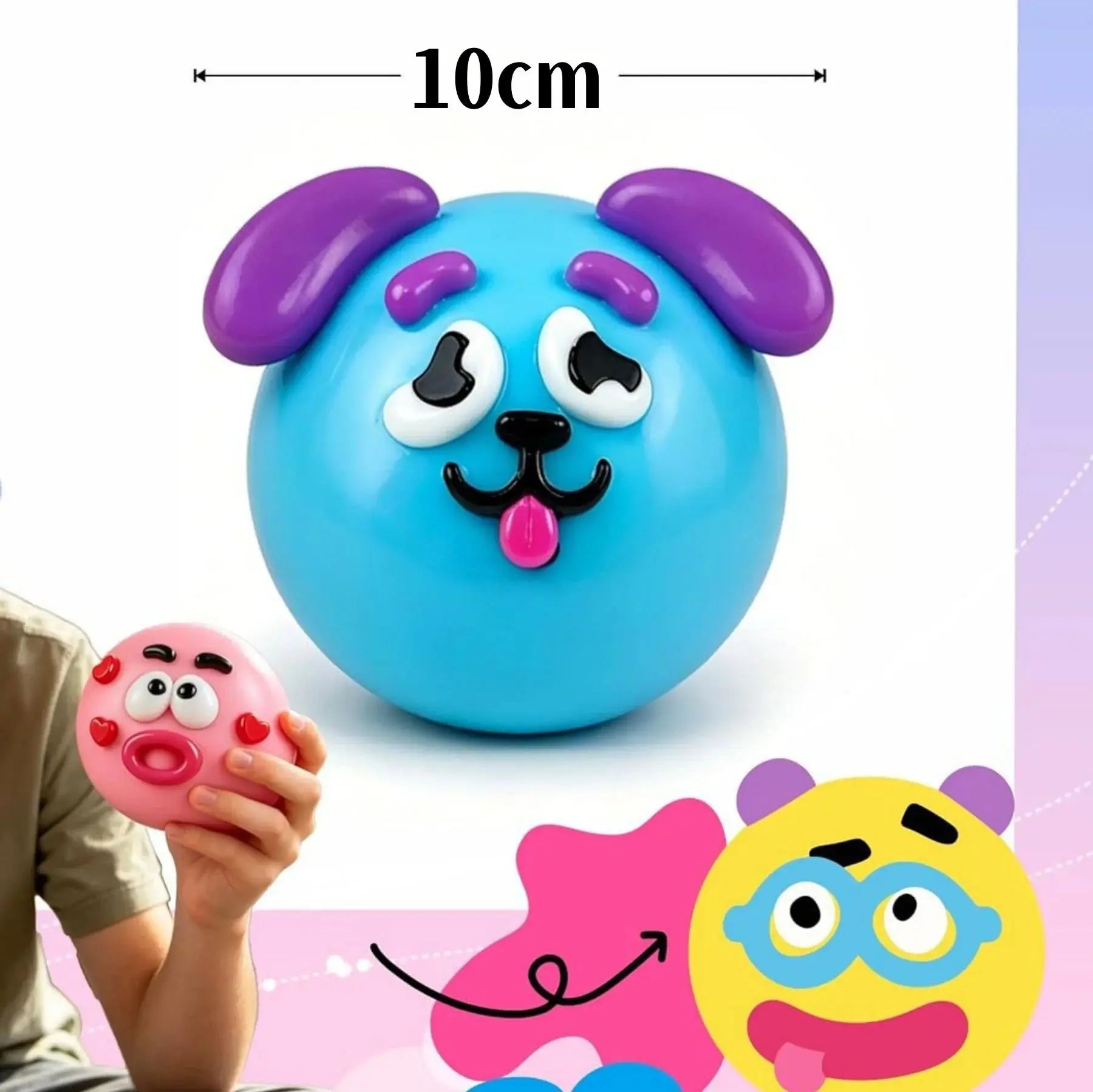 Funny Dog Expressions Squeezing Toy Soft Wet Cute Face Changing Slowly Rising Relaxing Sensory Toy Adults Ideal Home Office Gift