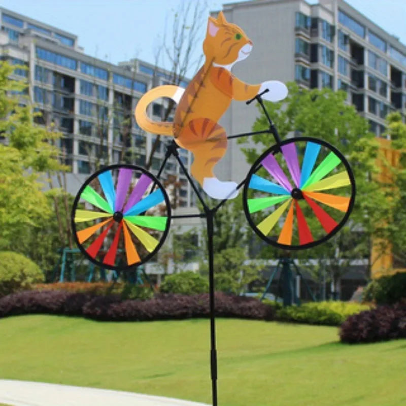 1PC Animal Wind Spinner-Cartoon Dog Riding Bicycle Design-Suitable for Yard,Lawn-Playful Outdoor Windmill Toy,Yard Decoration