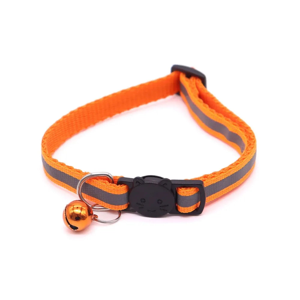 Colors Reflective Breakaway Cat Collar Neck Ring Pet Products Safety Adjustable with Bell Charm Necklace Collar for Puppy