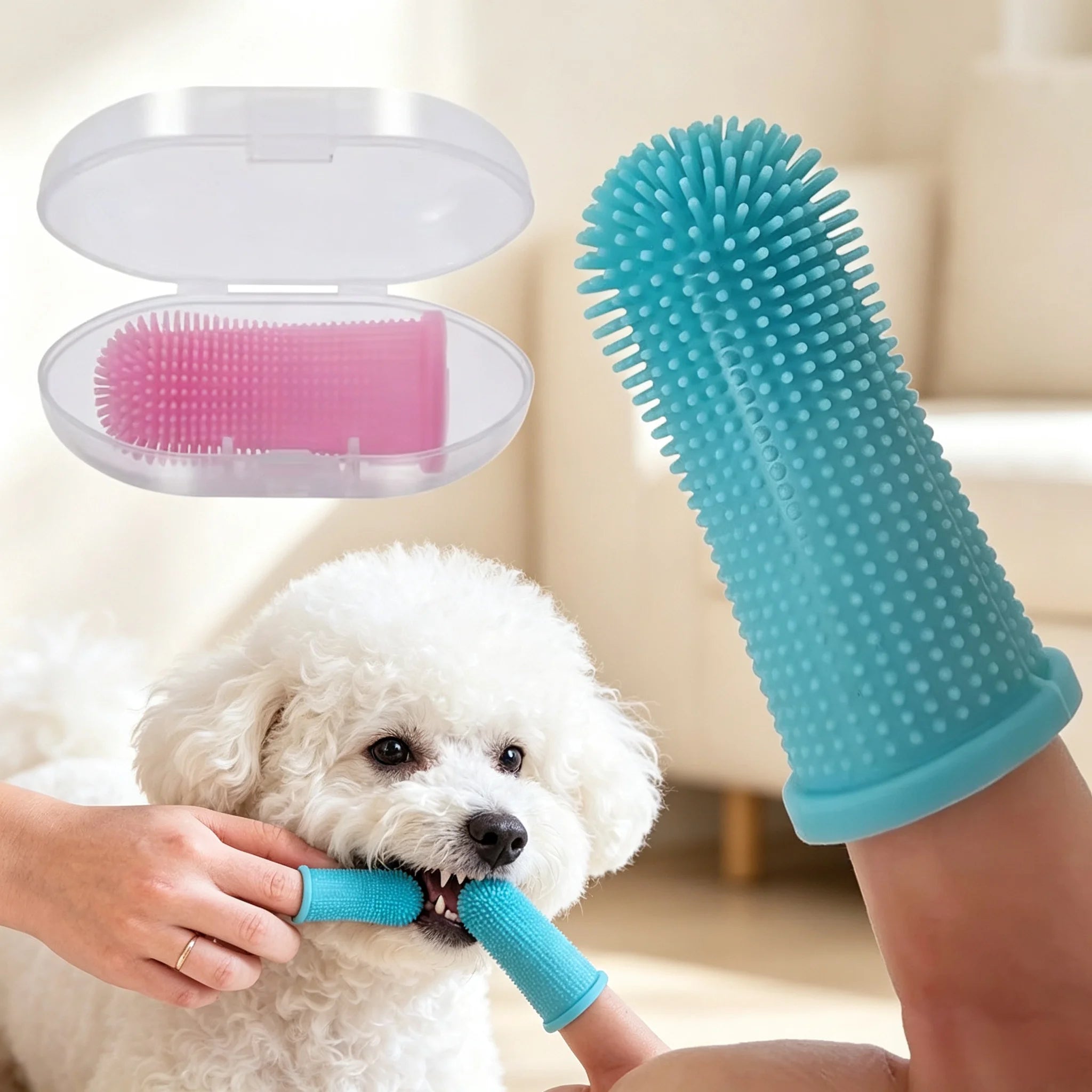 Super Soft Pet Finger Toothbrush for Dog Cat, Teeth Cleaning Breath Care Nontoxic Silicone Tooth Brush, Pet Products