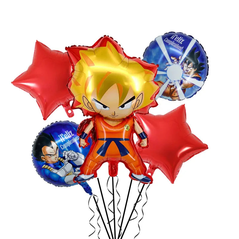 Anime Saiyan Goku Aluminum Foil Balloon Pack Dragon Cartoon Themed Kids Birthday Party Decor Supplies