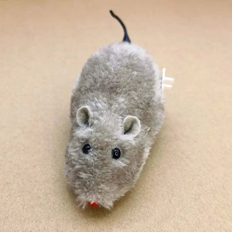 Fun and Interactive Plush Wind-Up Mouse Toy for Cats Dogs and Kids Mechanical Moving Animal Toy for Playtime and Pranks