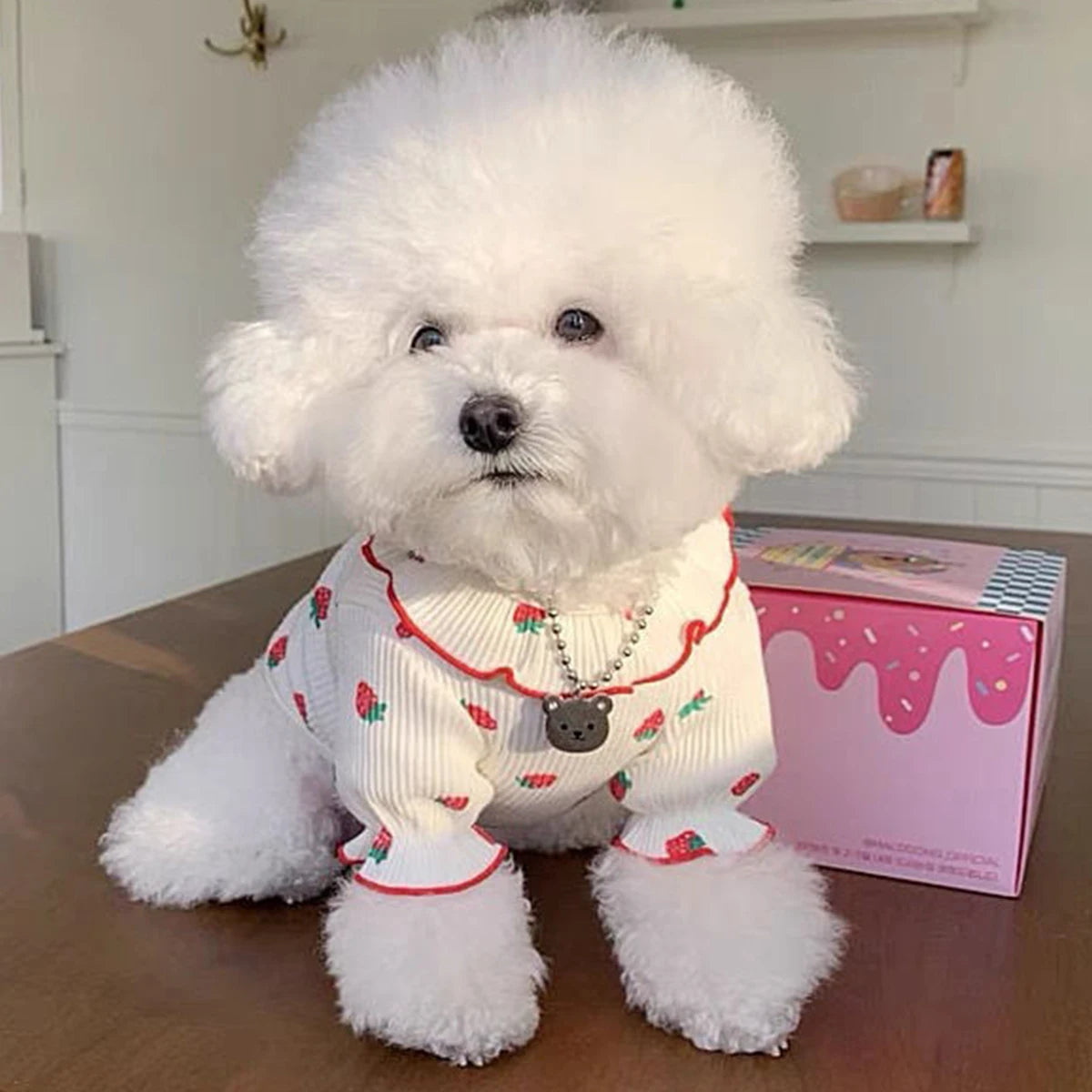 Strawberry Small Dog Clothes Summer Breathable Clothing for Cat Cute Dog Clothing for Small Dog Vest Ruffled Collar Pet Clothes