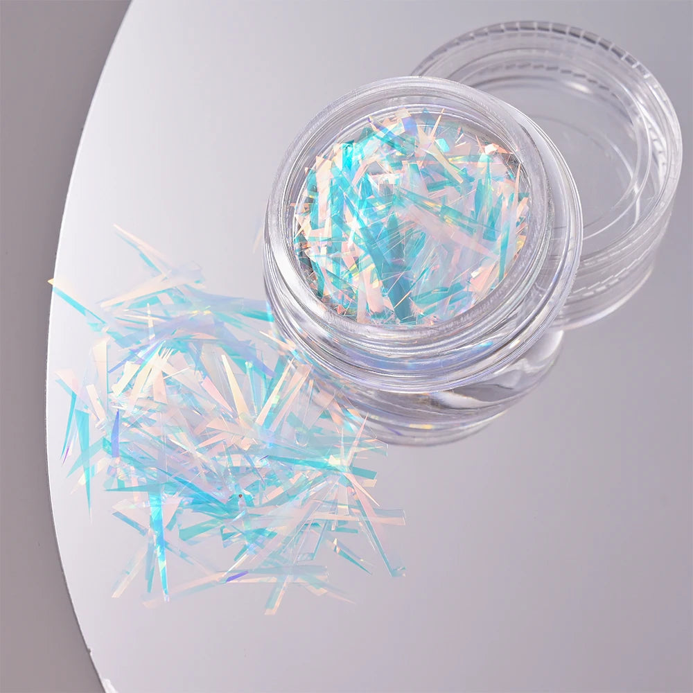 1Box Irregular Holographic Broken Glass Paper Aurora Nail Foil Decal Gradient Laser Flakes Sticker DIY Accessories Manicure Deco