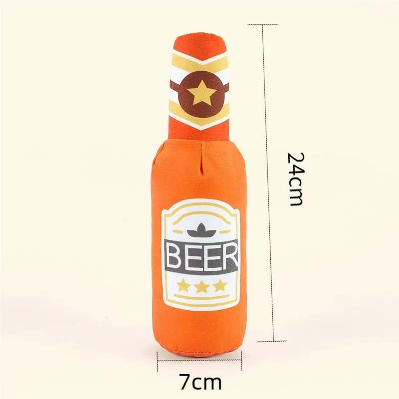 Realistic Beer Bottle Shaped Squeaking Dog Toy Interactive Play Bite Resistant Wear-Resistant Easy to Clean for Dogs