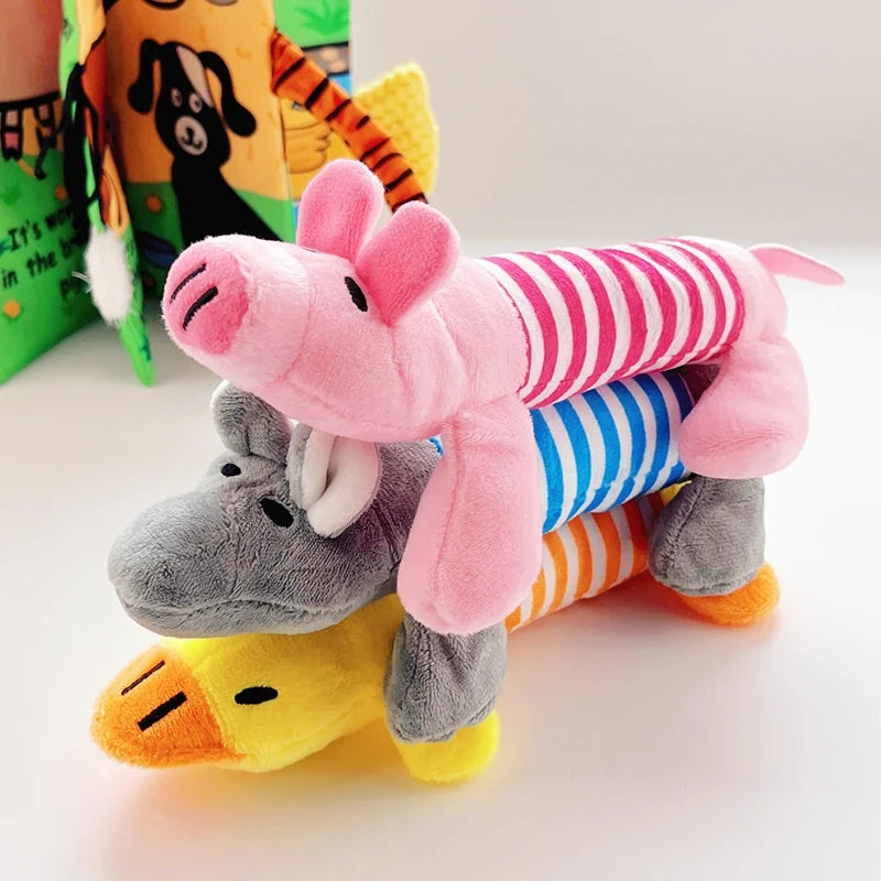 Cartoon Plush Pet Dog Toy Bite Resistant Decompression Duck Piglet Elephant Shapes with Cute Sounds for Cats And Dogs