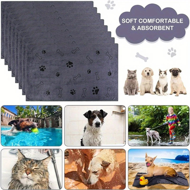 1pcs Quick-Drying Microfiber Dog Towel Absorbent Pet Bath Product Fiber Quick-drying Bath Towel Car Wiping Cloth Pet Supplies