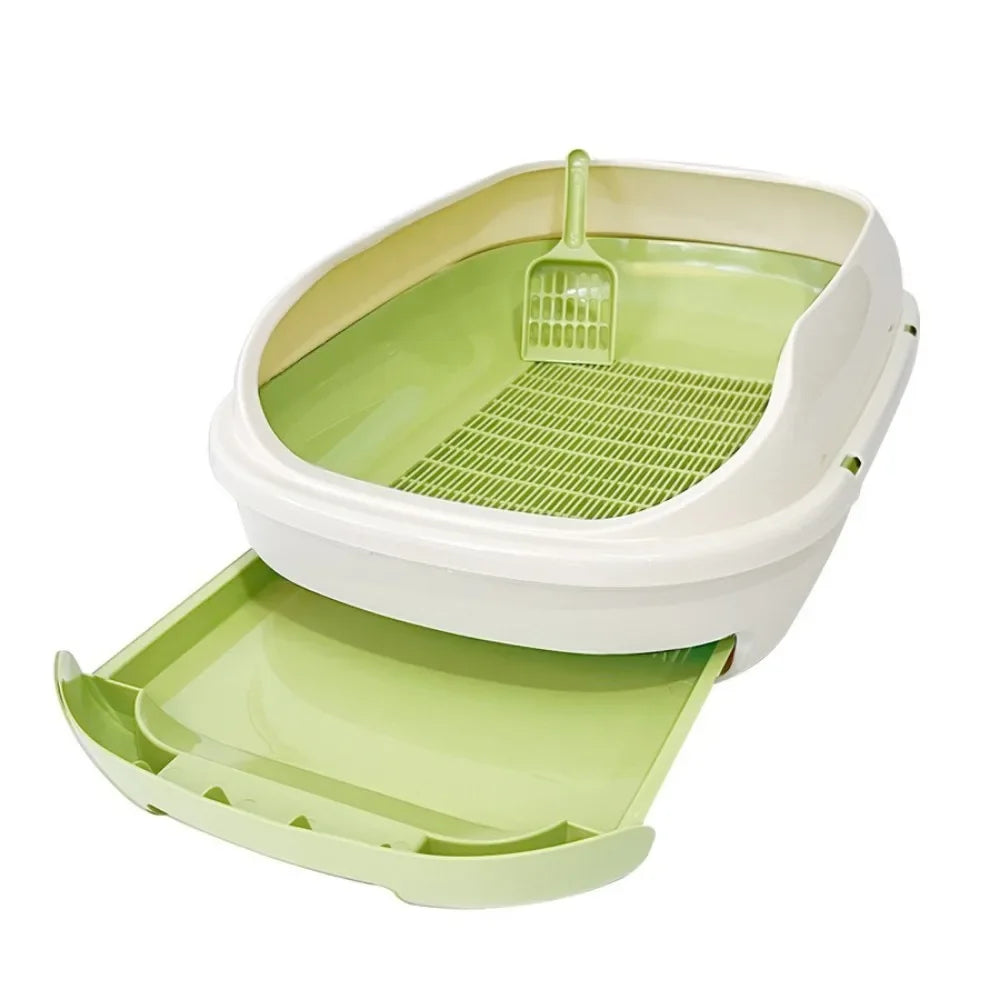 New Semi-closed Grid Drawer Double Cat Litter Pan Easy To Cleaning Extra Large Splash Proof for Pine Litter Pet Products