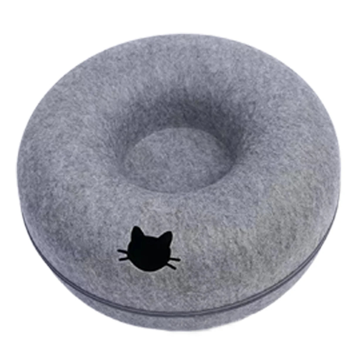 Felt Donut Bed for Cats House With Breather Hole Dog Bed Interactive Play Toys for Cats to Hide 2 in 1 Tunnel for Cats Bed