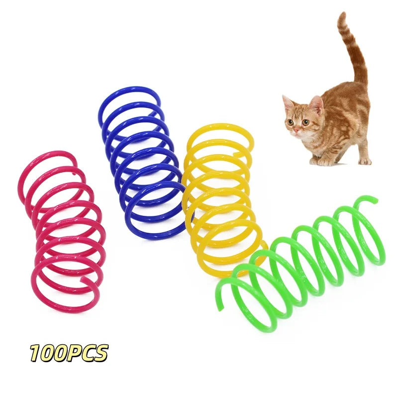 4/200Pcs Interactive Colorful Gauge Kitten Coil Spiral Springs Cat Toys for Kittens And Cats Pet Products