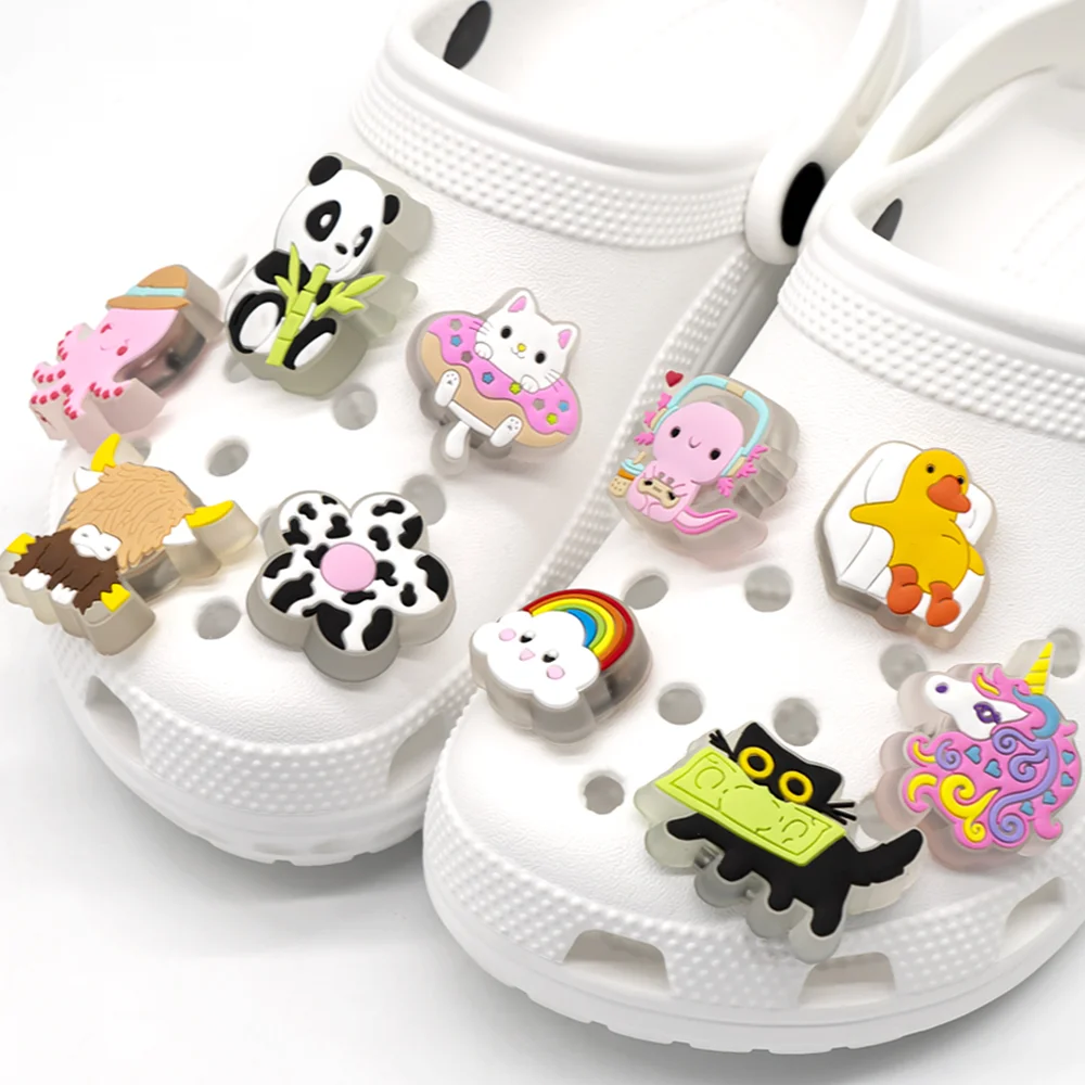 Pink Heart LED Shoe Charms for Girls,Cute Butterfly Cat Pin Accessories for Shoes,Game Handle Flower Clog Buckle Decoration