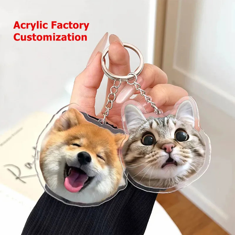 Customized Personalized Acrylic Keychain Order Custom Made Pet Photos Keyring Your Own Design Key Ring For Backpack Accessories