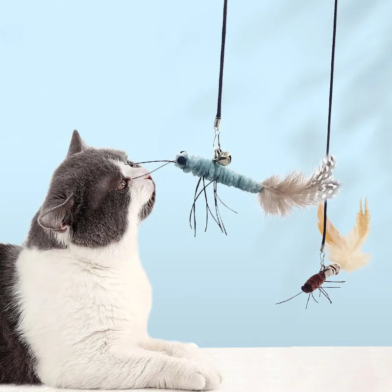 Cat Toy Feather Cats Sticks Interactive Cat Toy Steel Wire Butterfly Toys for Cats Teasing Self Hi Kitten Toys Pet Products