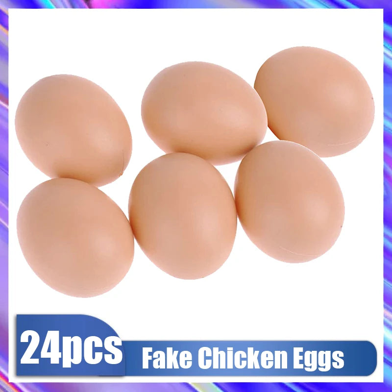 6/12/18/24pcs Plastic Eggs Chicken House Small Fake Eggs Farm Animal Supplies Cages Accessories Guide Chicken Nest Egg Painting