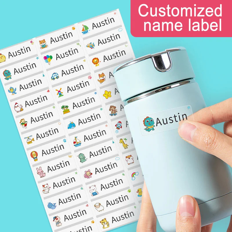 Custom Waterproof Transparent Name Stickers - Personalized Multilingual Labels for Kids School Supplies (Hebrew/English/Spanish)