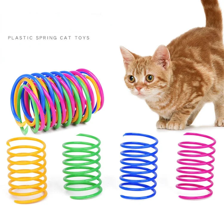 Plastic Colorful Spring Jumping Funny Cat Toys Cat Pet Supplies Kitten Coil Spiral Cat Toys Interactive Cat Pet Toy Pet Products