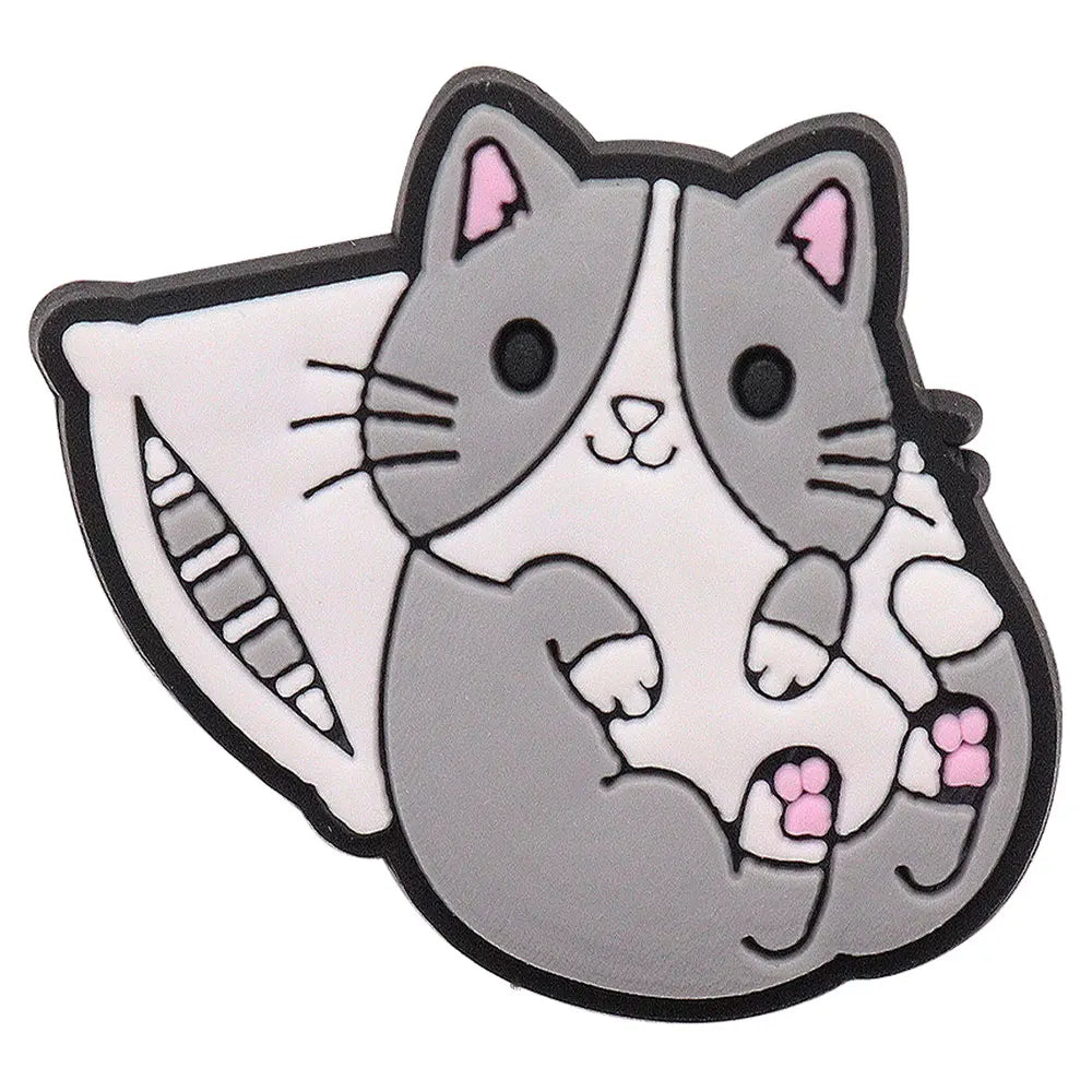 1-17PCS PVC Kawaii Animal Cat Mom Sandal Shoe Decoration Buckle Charms Fit Wristbands Hole Slipper Accessories Kid Xmas Gift