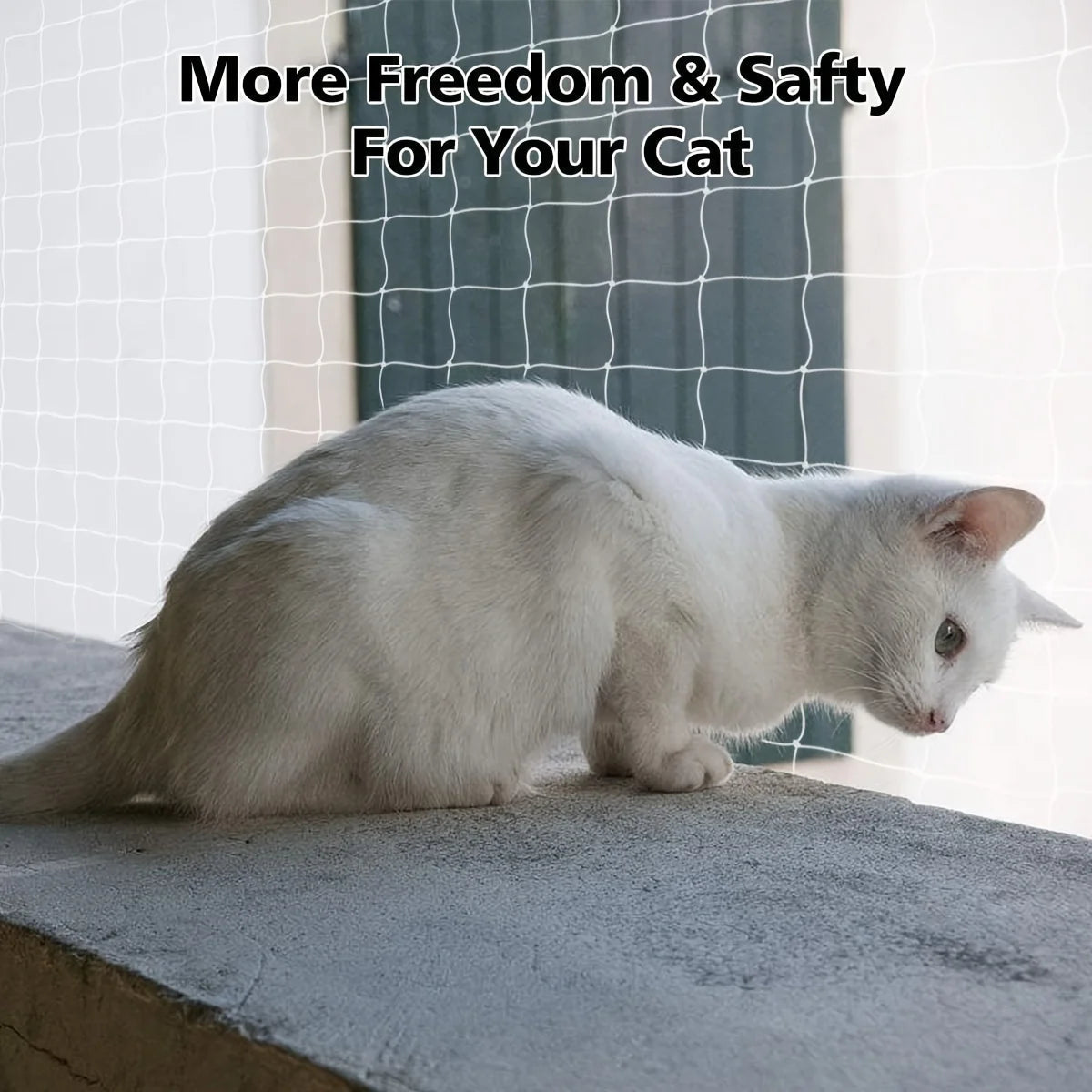1set Transparent Cat Safety Net with Accessories Fine-meshed for Balcony and Stairs - Prevents Pet Falls and Escapes(5 Sizes)