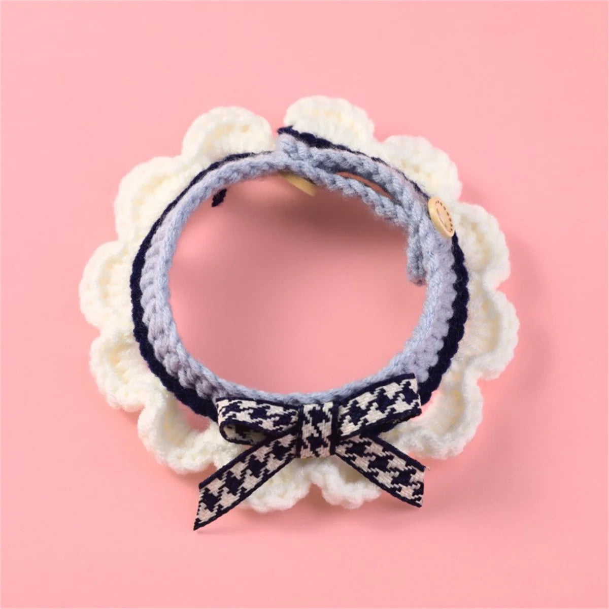Cute Pet Cat Saliva Towel Hand-knitted Adjustable Kitten Cat Puppy Bow-knot Collar Pet Cat Decorative Collar Kitten Accessories