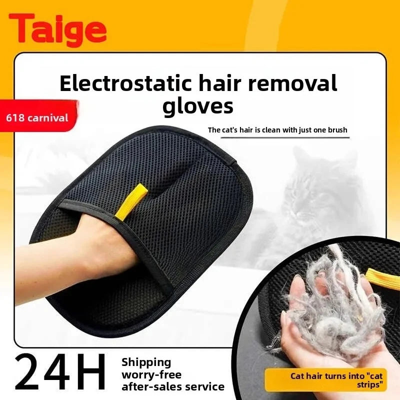Cat Hair Gloves Wool Removal Gloves De-Static Dusting Brush For Dogs&Cats Supplies For Dogs & Cats Rabbits L/Shorthair/Curlyhair