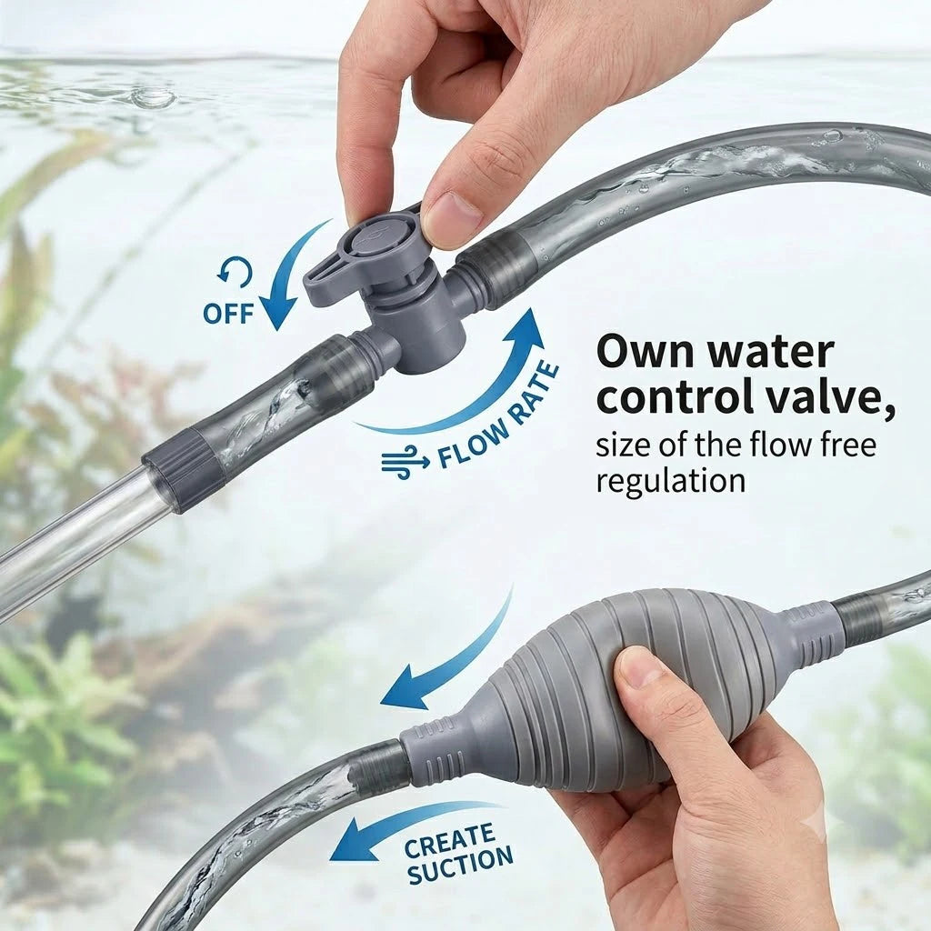 Aquarium Siphon, Manual Water Changer, Fish Tank Gravel Cleaner, Fish Waste Suction Tool
