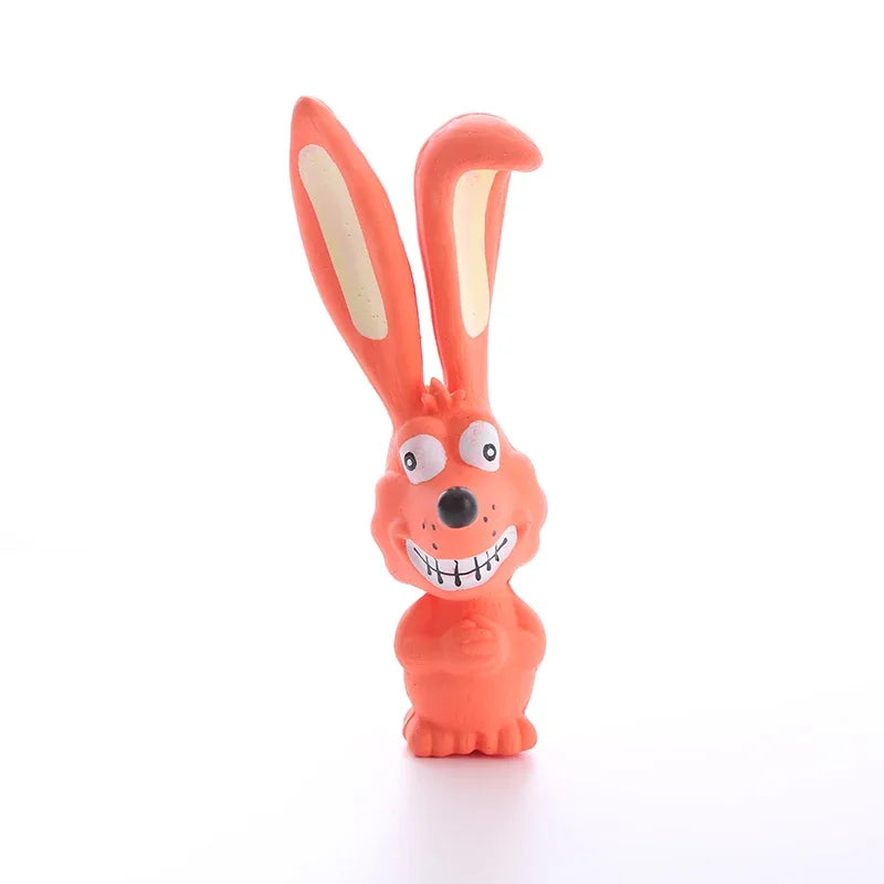 Dog Latex Chew Toy Naughty Rabbit Squeaky Long Ears Natural Rubber Puppy Teething Durable Pet Play Bite Proof