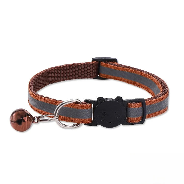 Colors Reflective Breakaway Cat Collar Neck Ring Pet Products Safety Adjustable with Bell Charm Necklace Collar for Puppy