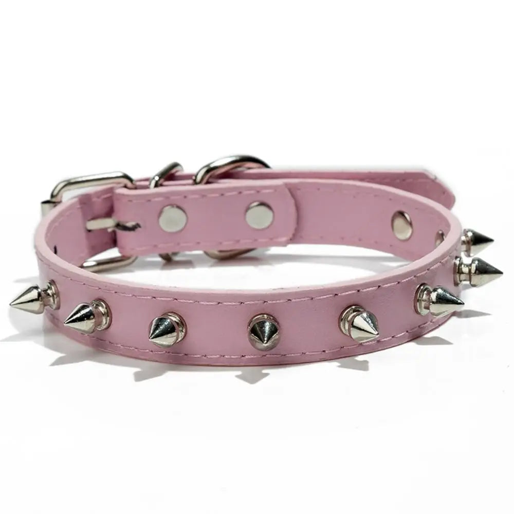 Pet Products Leather Cat Dog Collar Cool Adjustable Pet Spiked Studded Collars Exquisite Colorful Pet Necklace Small Medium Pets