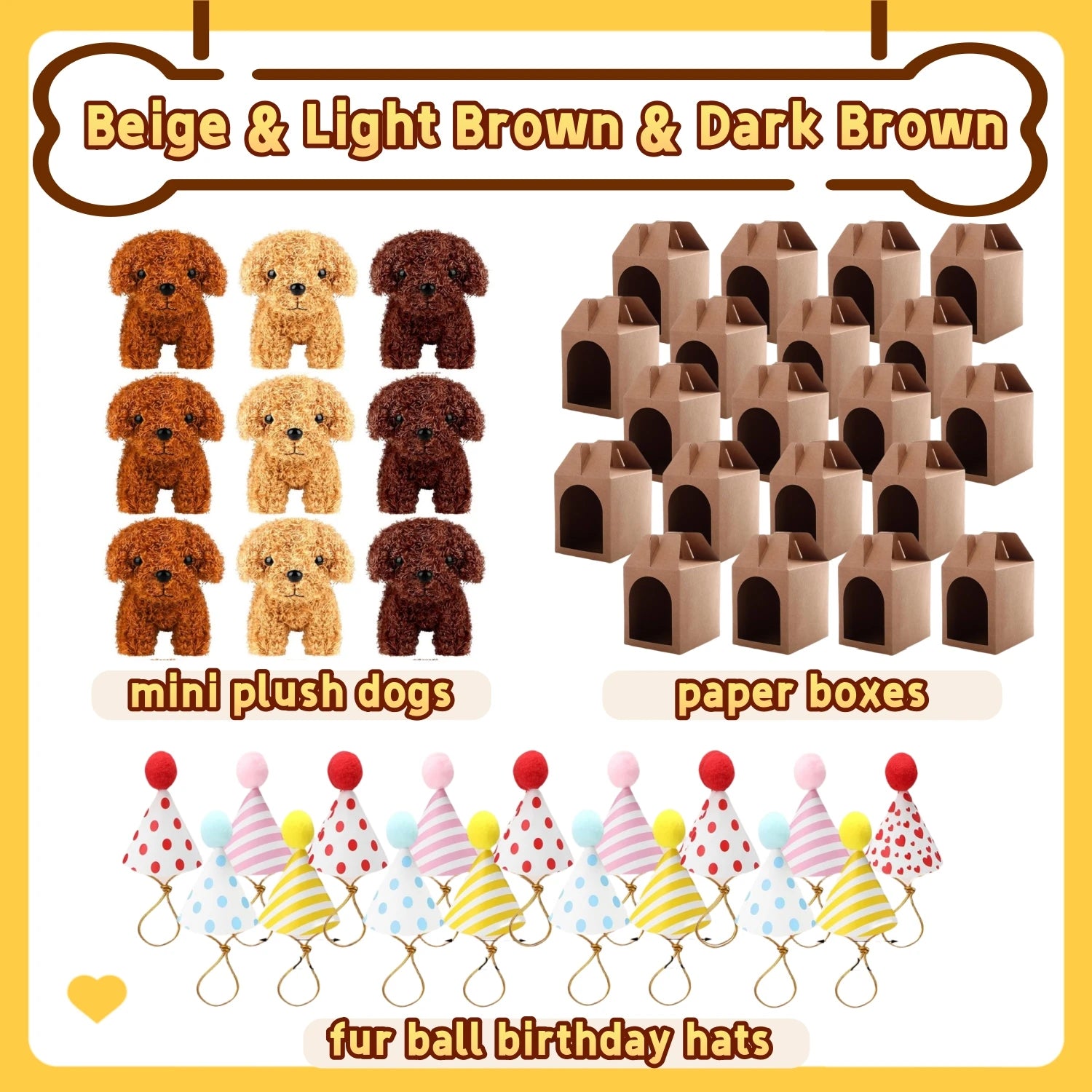 6-20Set Mini Plush Puppy Stuffed Dogs Adopt A Pet Dog Set with Paper Boxes Animals Bulk for Birthday Animal Theme Party Favors