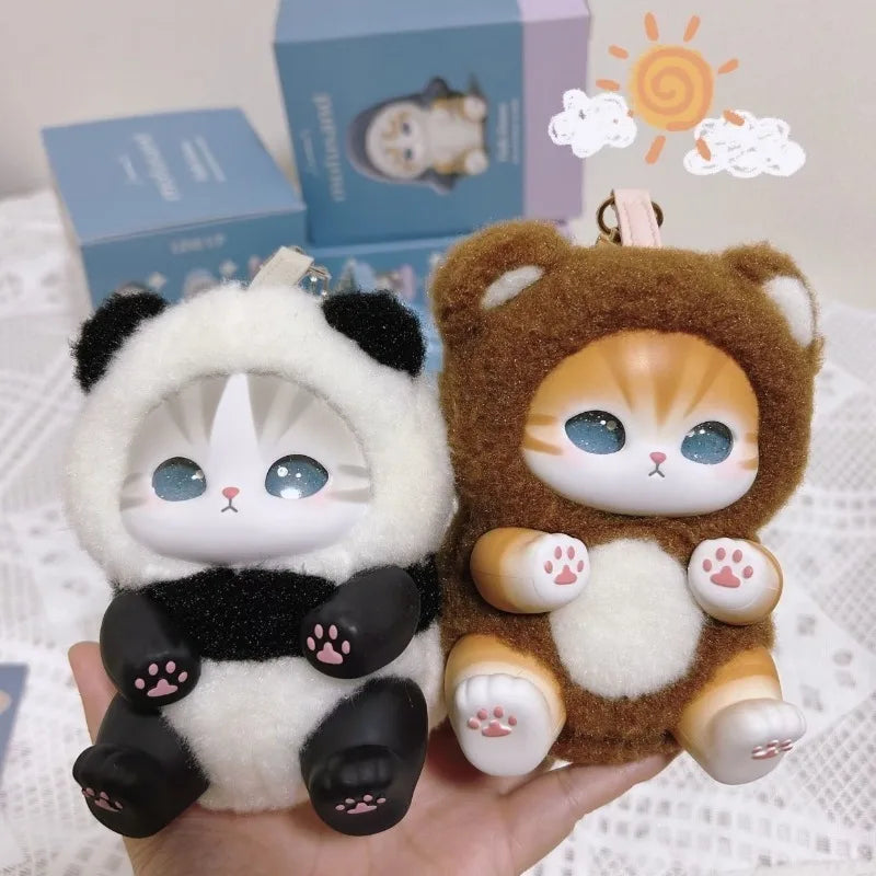 Cute Cat Doll Plush Keychain, Animal Dress Modeling, Vinyl Doll，bag Decoration Pendant,Surprise Blind Box，ideal Toy Gift Pendant