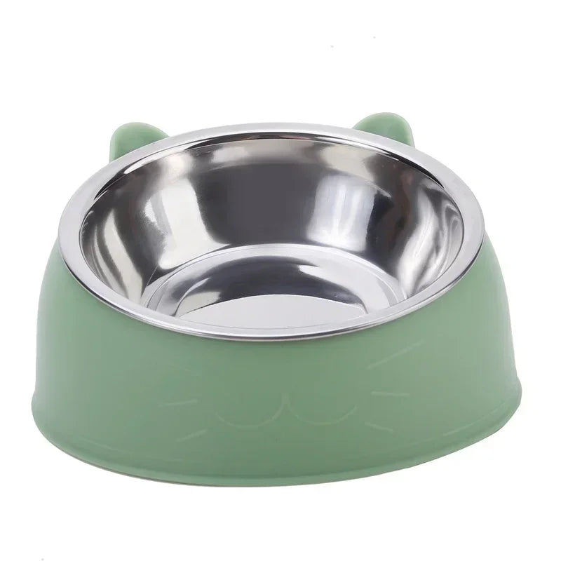 Trendy Stainless Steel Cat Dog Double Bowl 15 Degree Inclined Anti Neck Strain Pet Feeder Slant Mouth Best Selling Pet Supplies