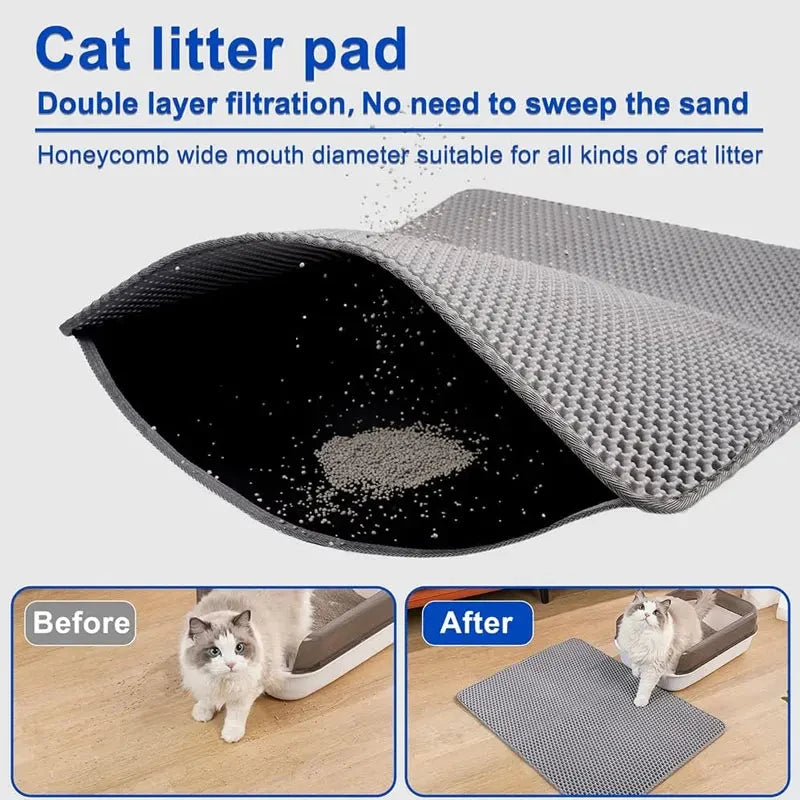 Pet Cat Litter Mat Waterproof Double Layer Cat Litter Trapping Clean Pad Litter Box Mat Products For Cats Pet Accessories