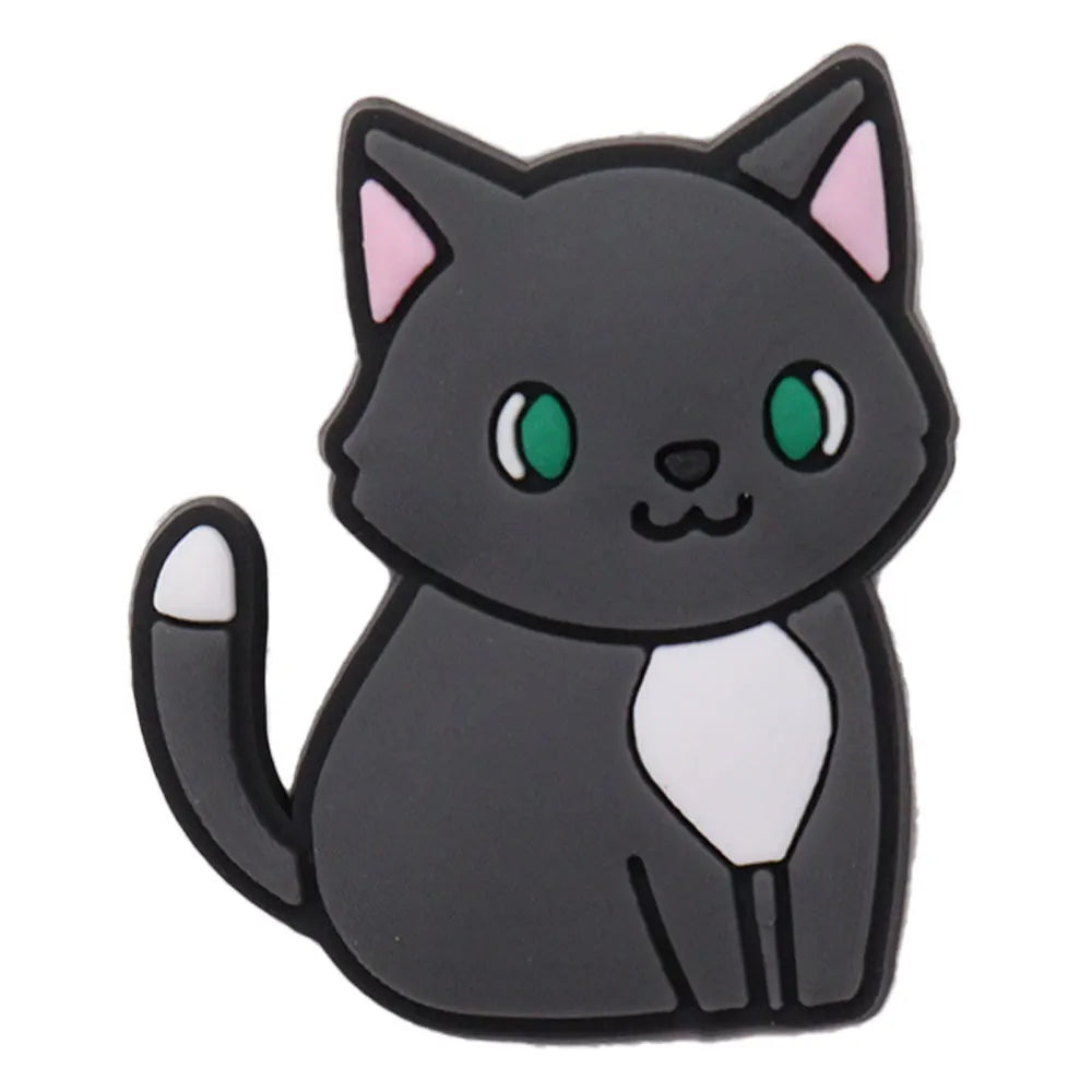 1-17PCS PVC Kawaii Animal Cat Mom Sandal Shoe Decoration Buckle Charms Fit Wristbands Hole Slipper Accessories Kid Xmas Gift